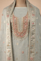 Pure Silk Jacquard Suit with Dabka Hand Embroidery