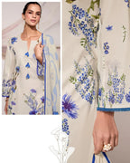 Pure Cotton Lawn Suit with Resham Embroidery Appliqué, Crochet Hemline and Handcrafted Buttons