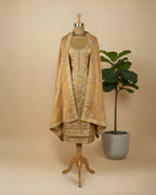 Pure Tussar Silk suit with all over Threadwork and Pure Chinnon Dupatta