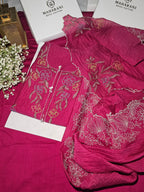 Pure Mul Cotton Suit with Handwoven Threadwork