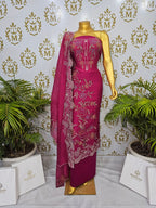Pure Mul Cotton Suit with Handwoven Threadwork