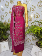 Pure Mul Cotton Suit with Handwoven Threadwork