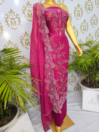 Pure Mul Cotton Suit with Handwoven Threadwork