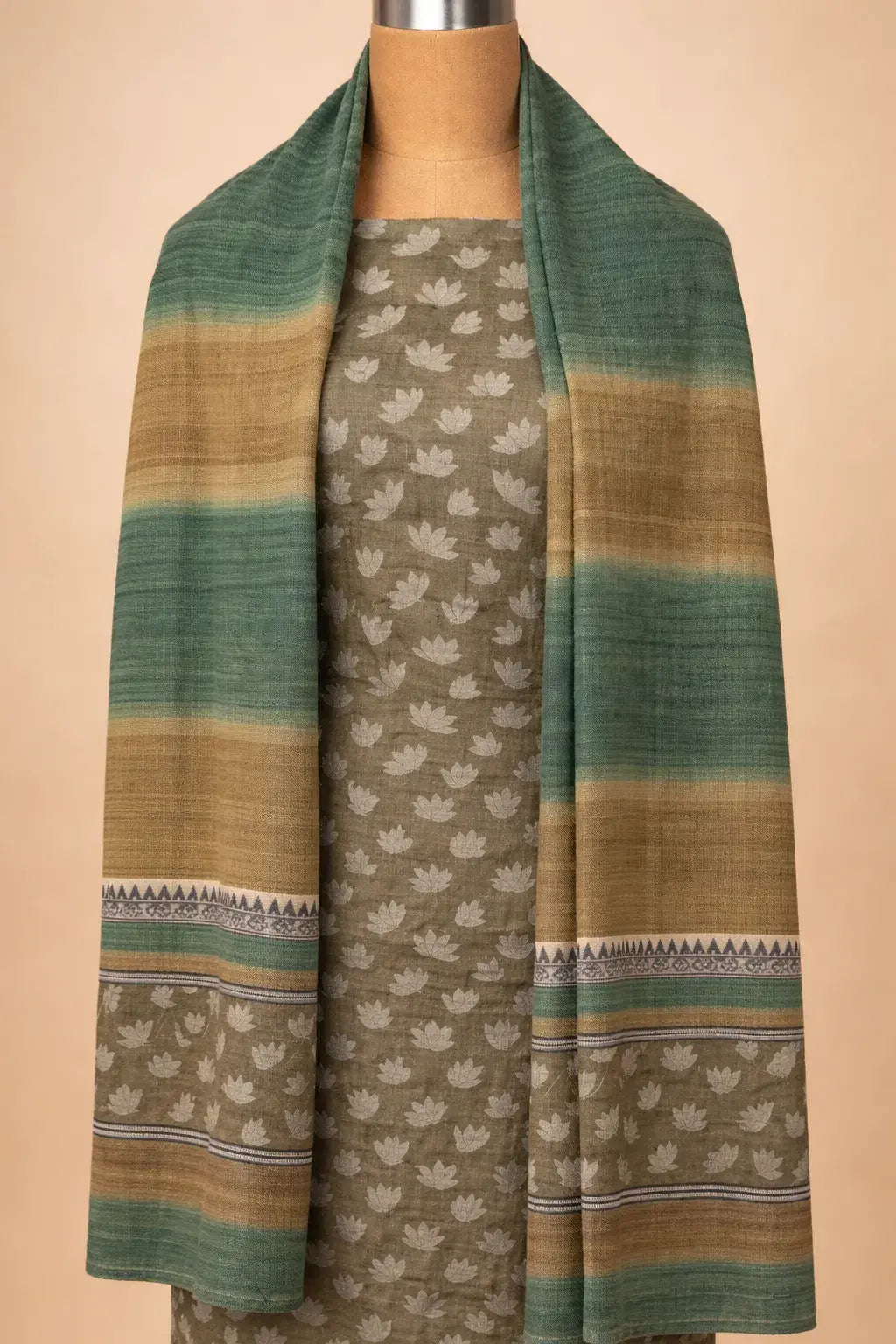 Pure Matka Silk suit with all over Block Print work