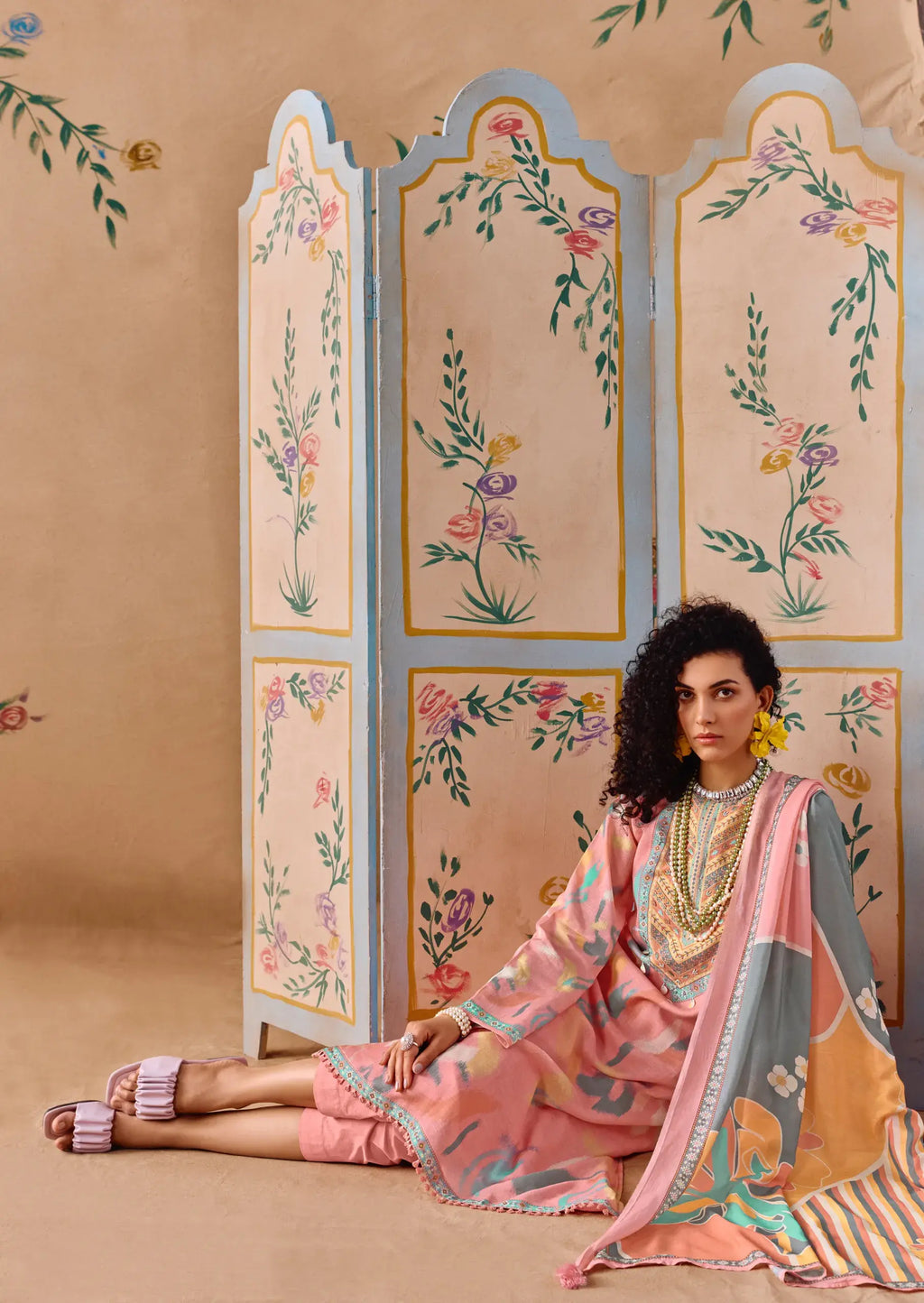 Pure Hemp Linen Suit with Heavy Khatli Hand Work