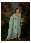 Silk Jacquard Suit with Hand Work and Zari Lace Detailing