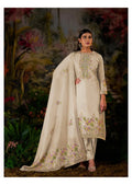 Silk Jacquard Suit with Hand Work and Zari Lace Detailing