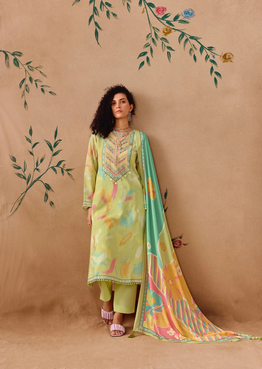 Pure Hemp Linen Suit with Heavy Khatli Hand Work