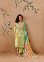 Pure Hemp Linen Suit with Heavy Khatli Hand Work