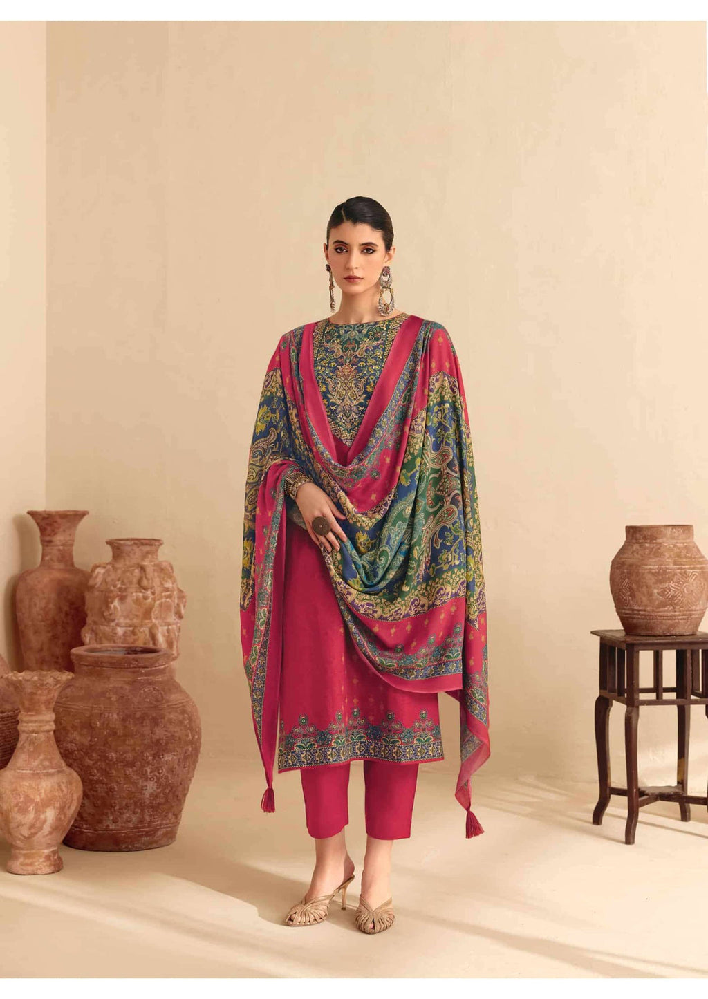 Pure Jaam Cotton Suit with Heavy Khatli Work