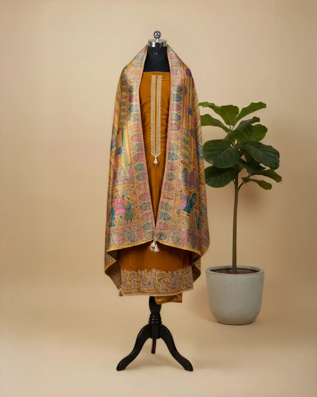 Pure Velvet Top with Tila work and heavy banarsi dupatta