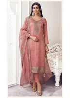 Royal Pink Silk Suit & Dupatta with Thread Embroidery & Zarkan Work