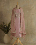 Pure organza silk suit with hand-embroidered stone nalki & dabka work