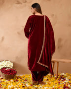 Pure velvet suit with coding embroidery work