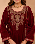 Pure velvet suit with coding embroidery work