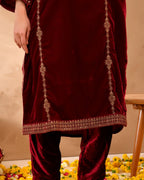 Pure velvet suit with coding embroidery work