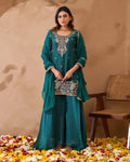 Shimmer Silk Suit with Cutdana Embroidery
