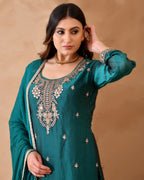 Shimmer Silk Suit with Cutdana Embroidery