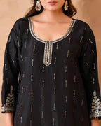 Pure Silk Suit with Cut Dhana and Sequin Hand Embroidery