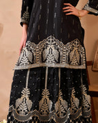 Pure Silk Suit with Cut Dhana and Sequin Hand Embroidery