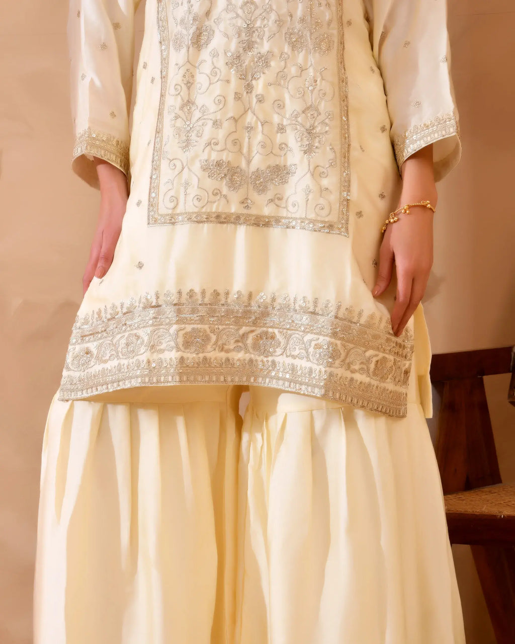 Ivory & Gold Suit with Heavy Zari Embroidery