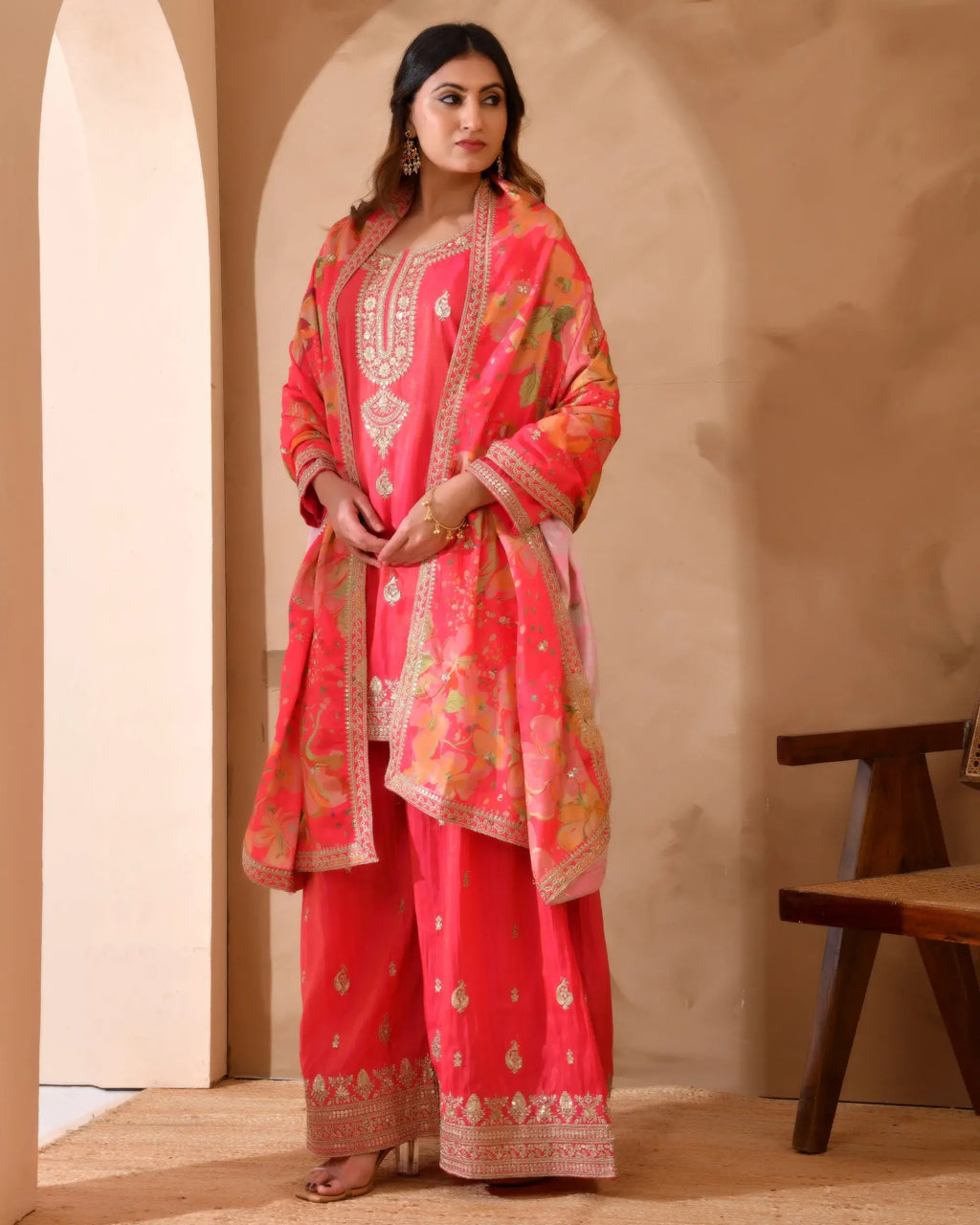 Pure Simar Silk Suit with Heavy Embroidery