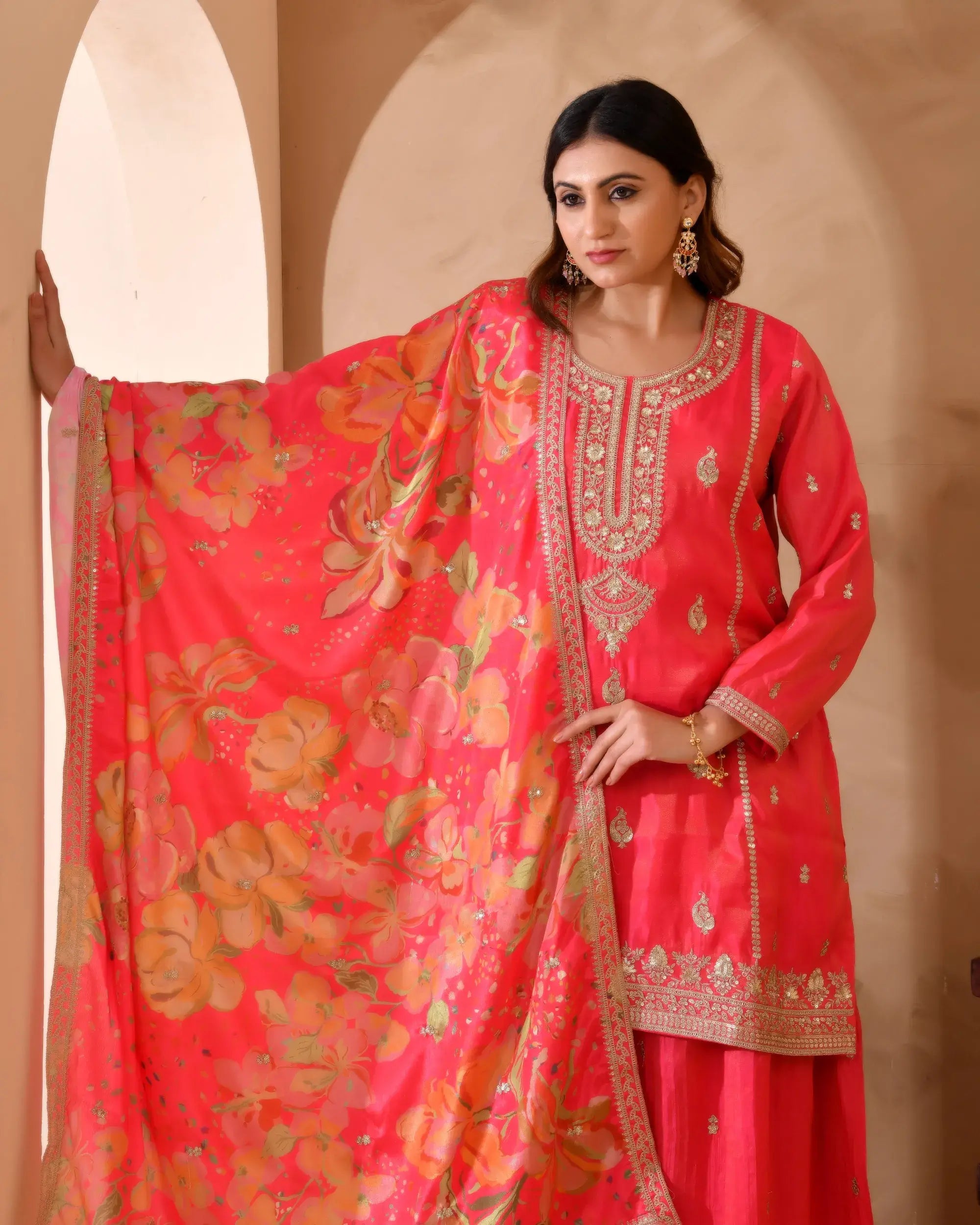 Pure Simar Silk Suit with Heavy Embroidery