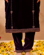 Pure velvet suit with coding embroidery work