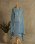 Pure organza silk suit with hand-embroidered stone nalki & dabka work