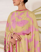 Pure Cotton Lawn Suit with Resham Embroidery Appliqué, Crochet Hemline and Handcrafted Buttons