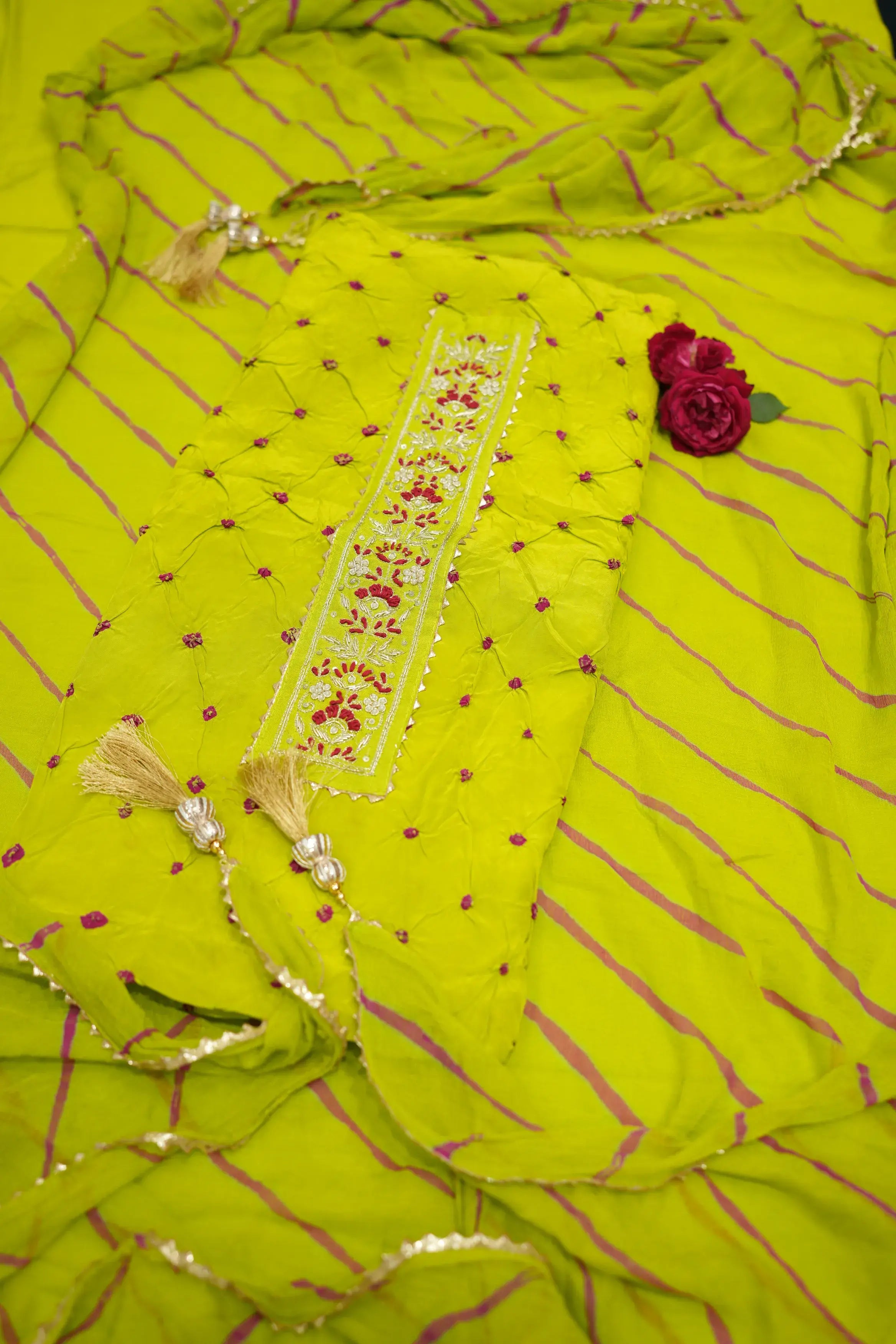Jaipuri Cotton Suit with Bandhej-inspired Textures