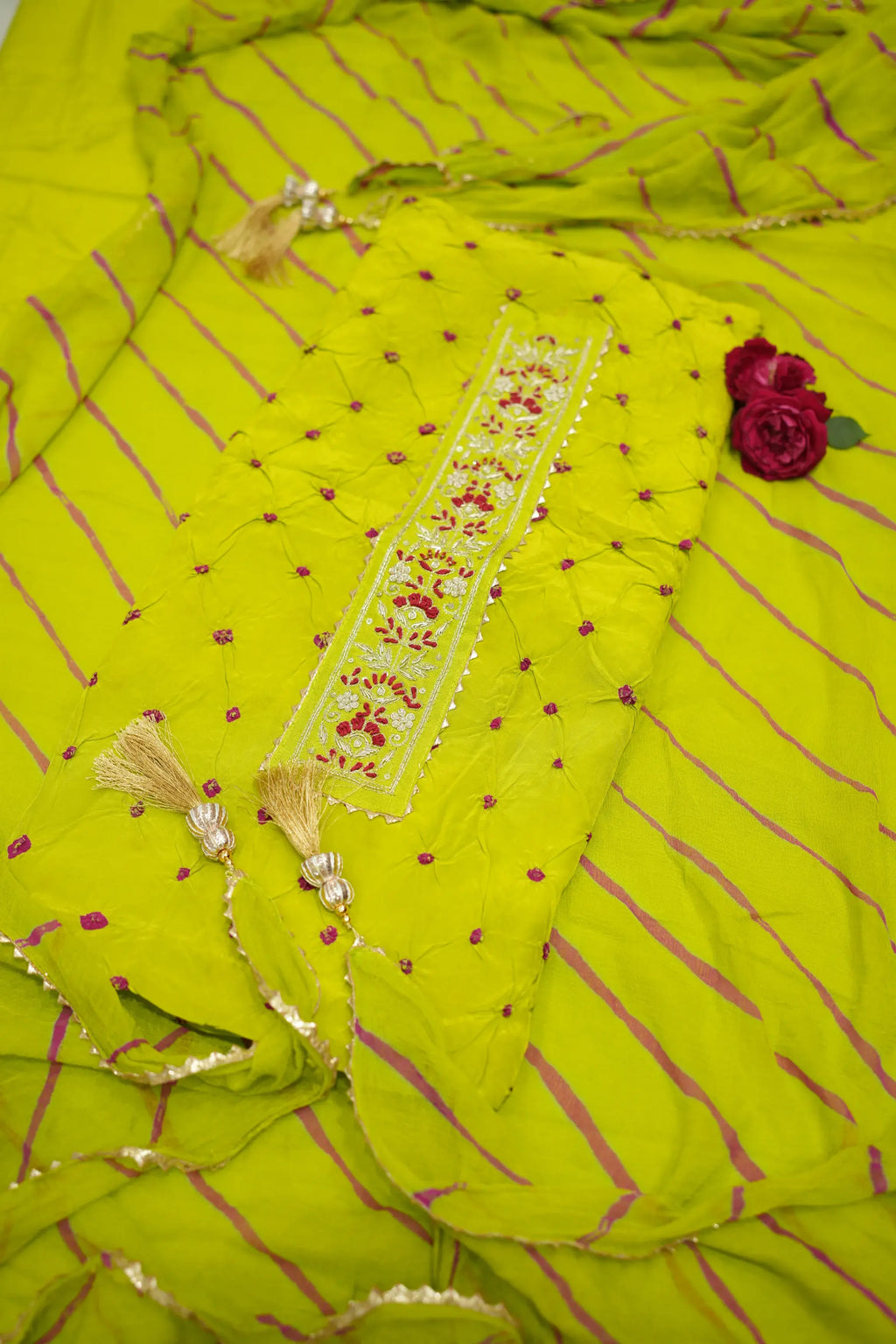 Jaipuri Cotton Suit with Bandhej-inspired Textures