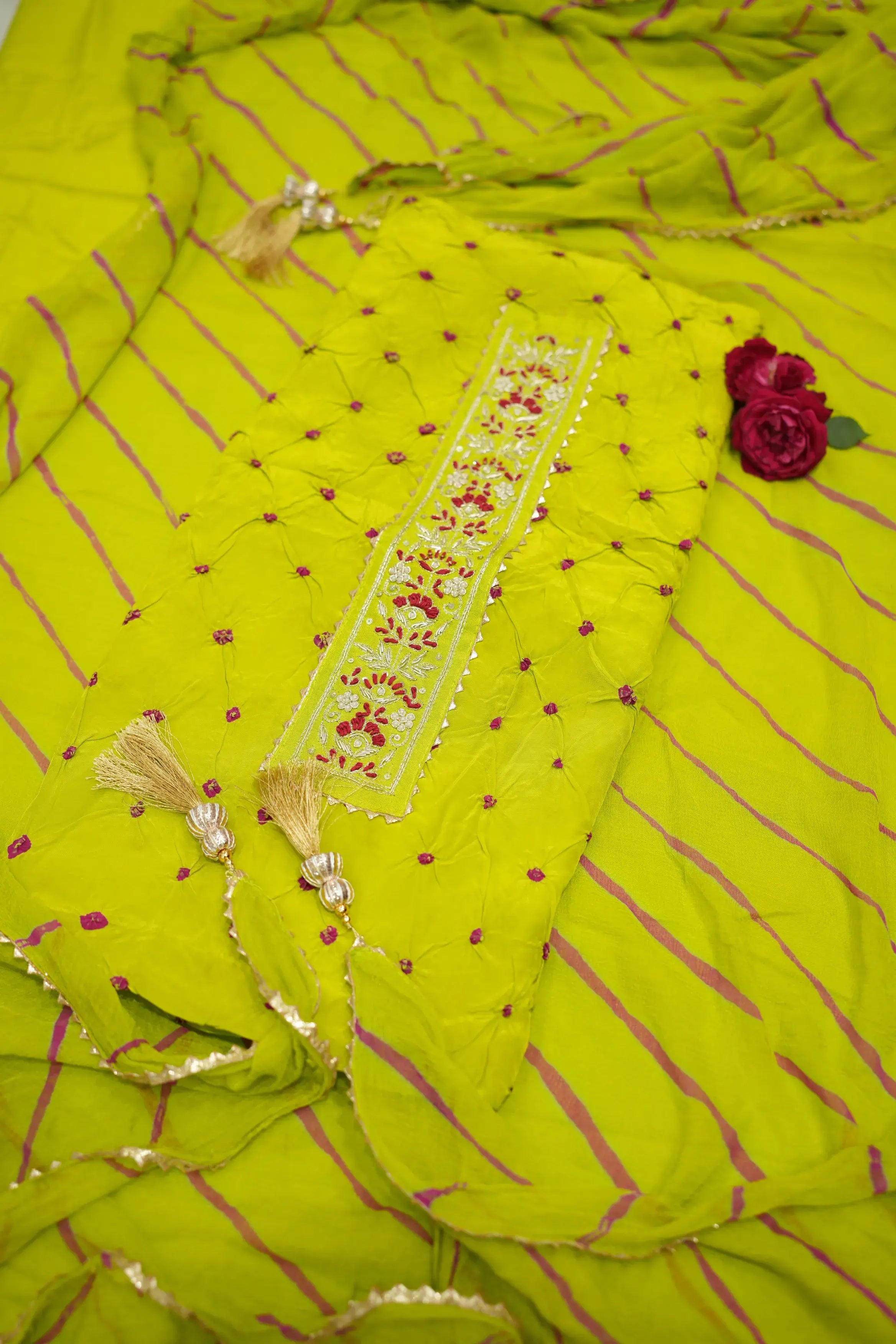 Jaipuri Cotton Suit with Bandhej-inspired Textures