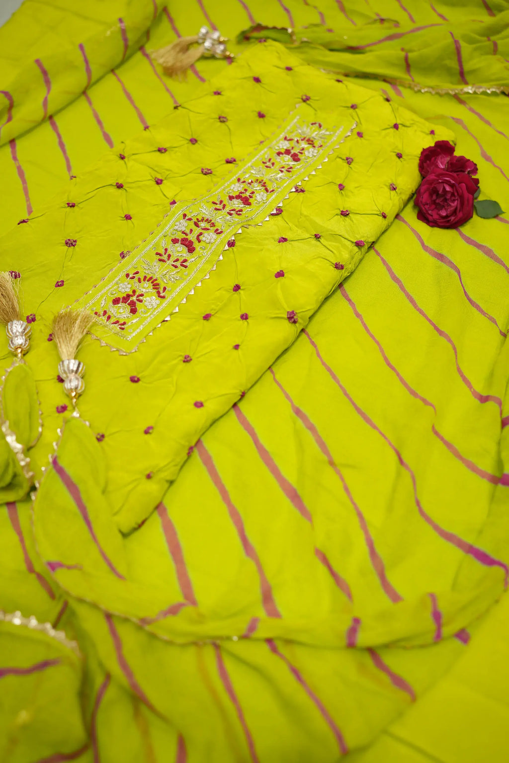 Jaipuri Cotton Suit with Bandhej-inspired Textures