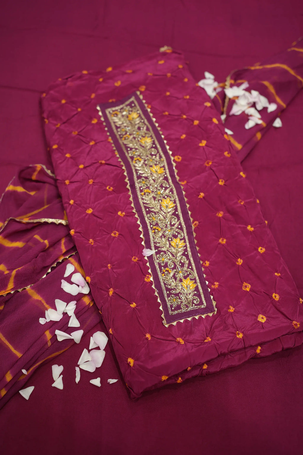 Jaipuri Cotton Suit with Bandhej-inspired Textures