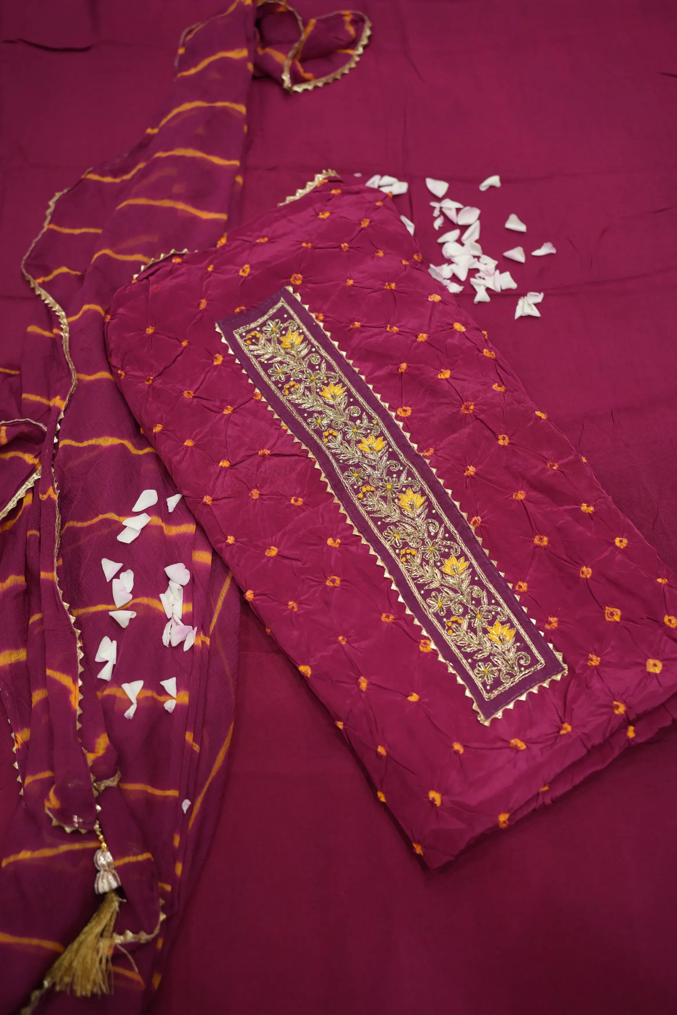 Jaipuri Cotton Suit with Bandhej-inspired Textures