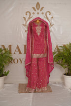 Shimmer Silk Suit & Gharara  with Gold Threadwork (Neck & Borders) & All-over Sequin Work