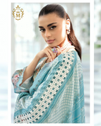 Viscose Muslin Suit Digital Print with Embroidered Neckline & 3D Patchwork