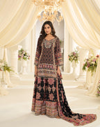 Natural Crepe Silk Suit Printed with Hand Aari & Gota Patti Work