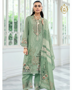 Viscose Muslin Suit Digital Print with Embroidered Neckline & 3D Patchwork