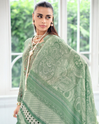 Viscose Muslin Suit Digital Print with Embroidered Neckline & 3D Patchwork