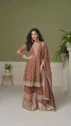 Georgette Suit with Hand Embroidery and Heavy Embroidered Sharara